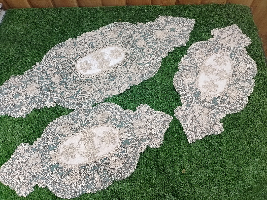 3 pc lace set - beige