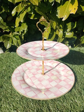 Load image into Gallery viewer, PINK Checked Cake Stand
